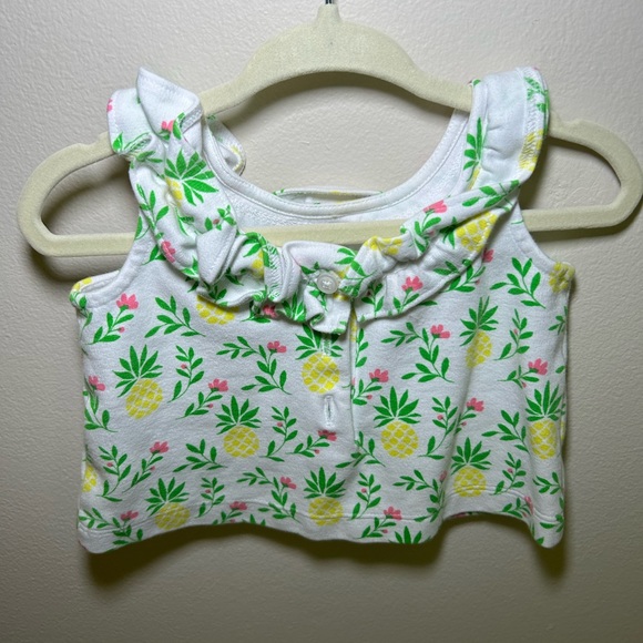 Janie and Jack Baby Girl Pineapple and Floral Ruffle Top Size 3-6 Months - Picture 3 of 5